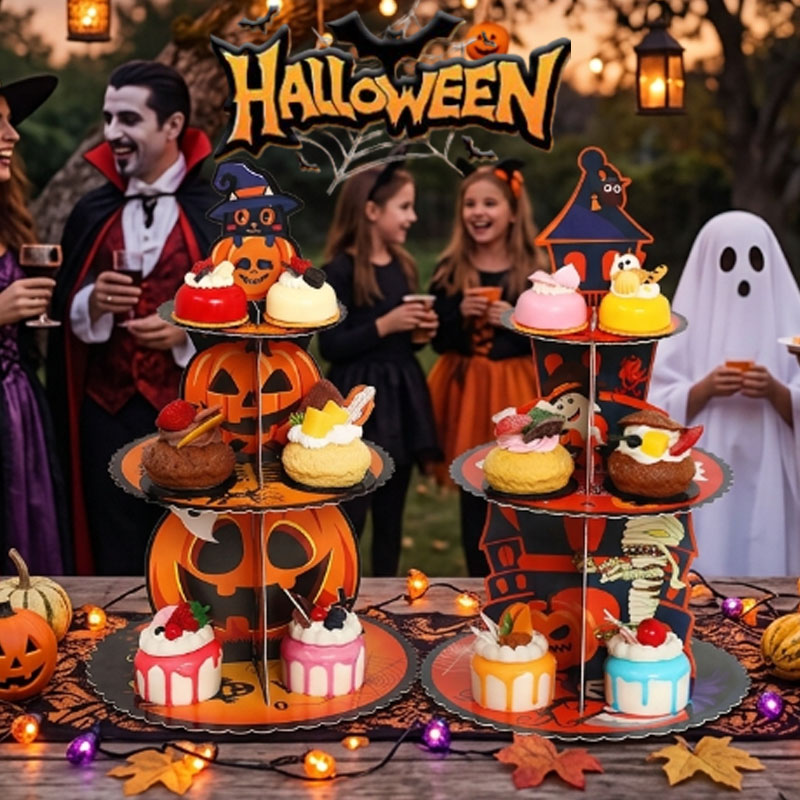 Spider Web Halloween Decoration - 1-4PCS 3 Tier Spiderweb Dessert Stand