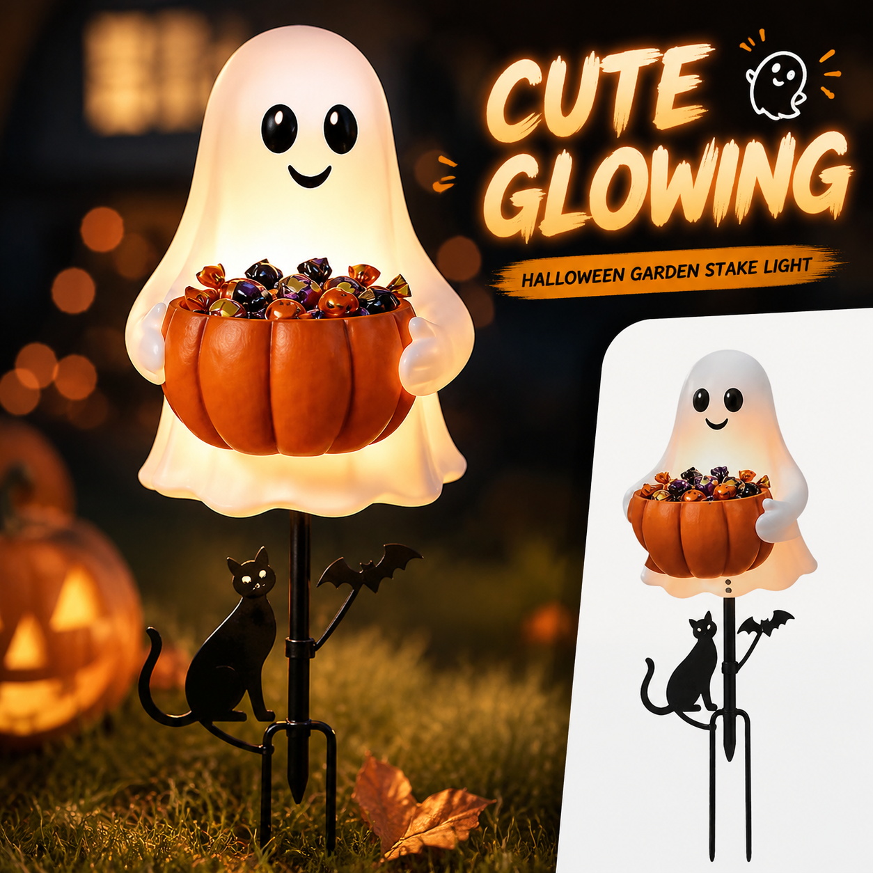 Halloween Pumpkin Decor Led - Halloween Ghost Candy Holder Decorative Lights