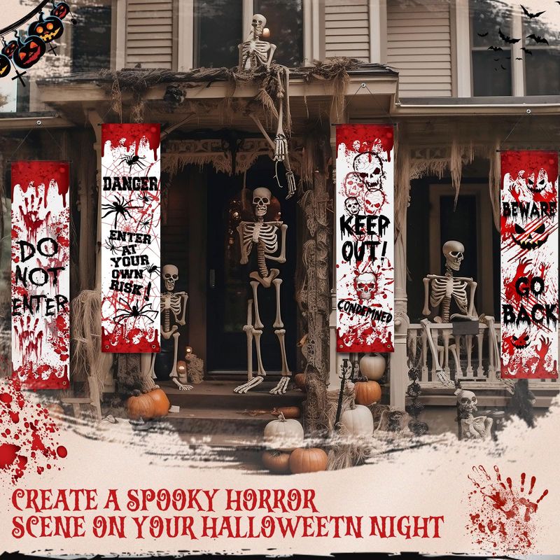 Halloween Skeleton Decoration - VIKAMA Halloween Porch Door Cover Horror