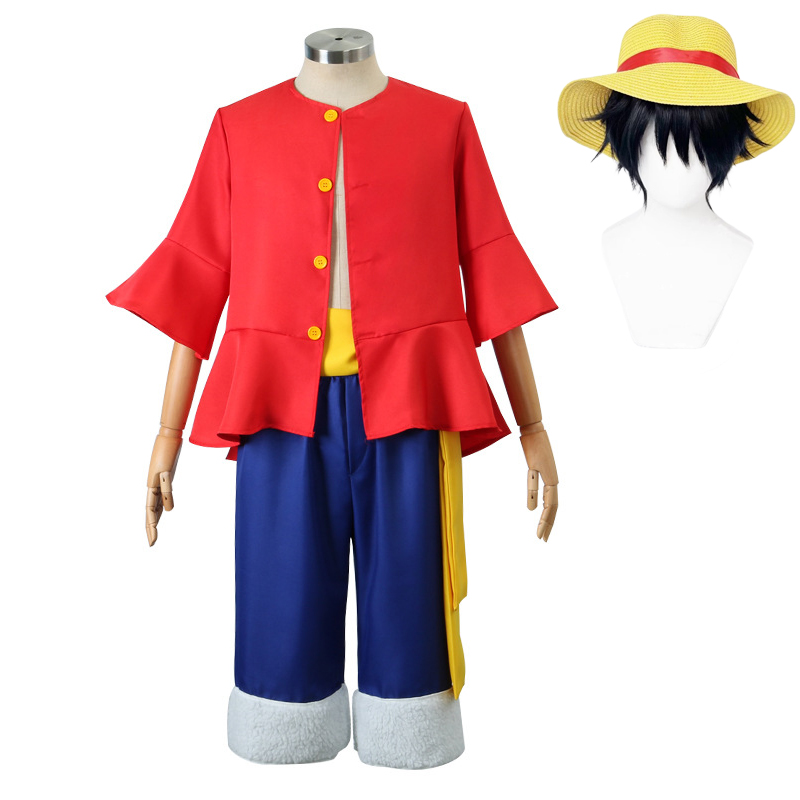 Halloween Costume Kids - Luffy Cosplay Costume Hat Wig Anime