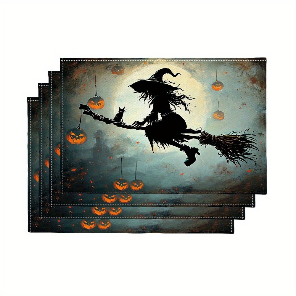 Pumpkin Lantern Halloween - Set of 4 Spooky Halloween Witch