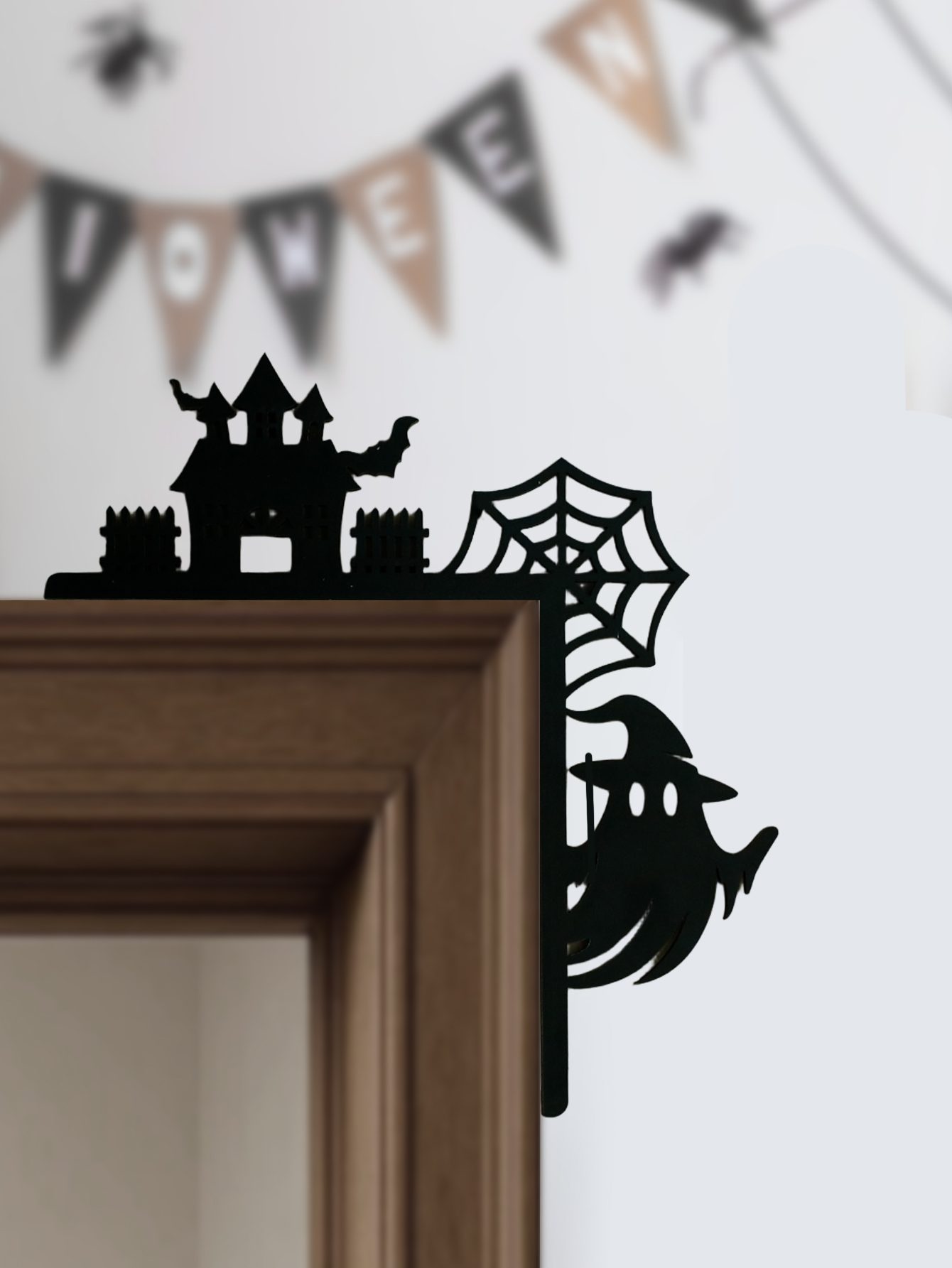 Wooden Halloween Door Corner D - đánh giá và giá Spider Web Halloween Decoration