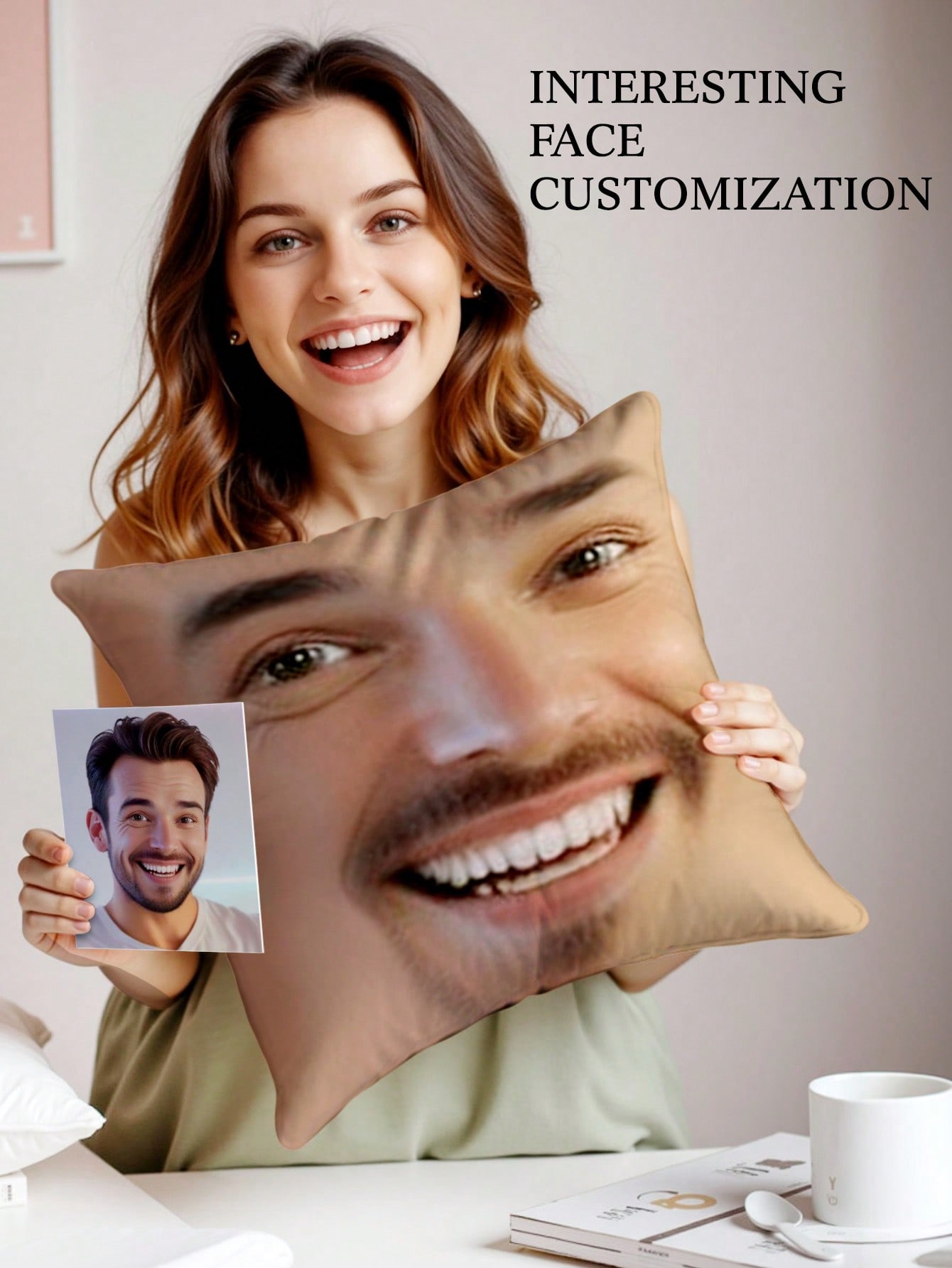 1pc Custom Face Square Pillow  - đánh giá và giá Halloween Party Supplies