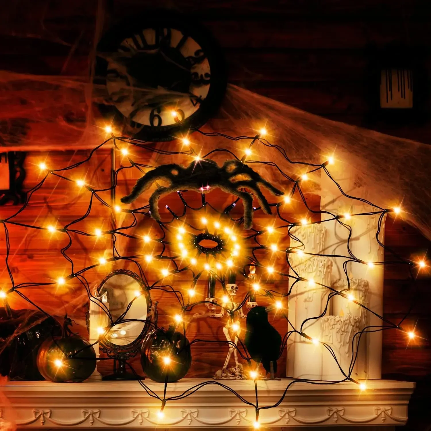 1-4PCS Halloween Spider Web LE - đánh giá và giá Halloween Led String Lights Orange