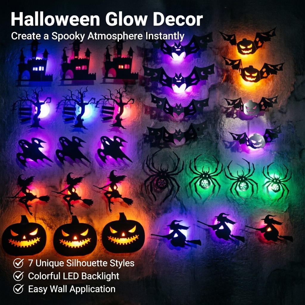 8pcs/set LED Halloween Wall St - đánh giá và giá Halloween Pumpkin Decor Led