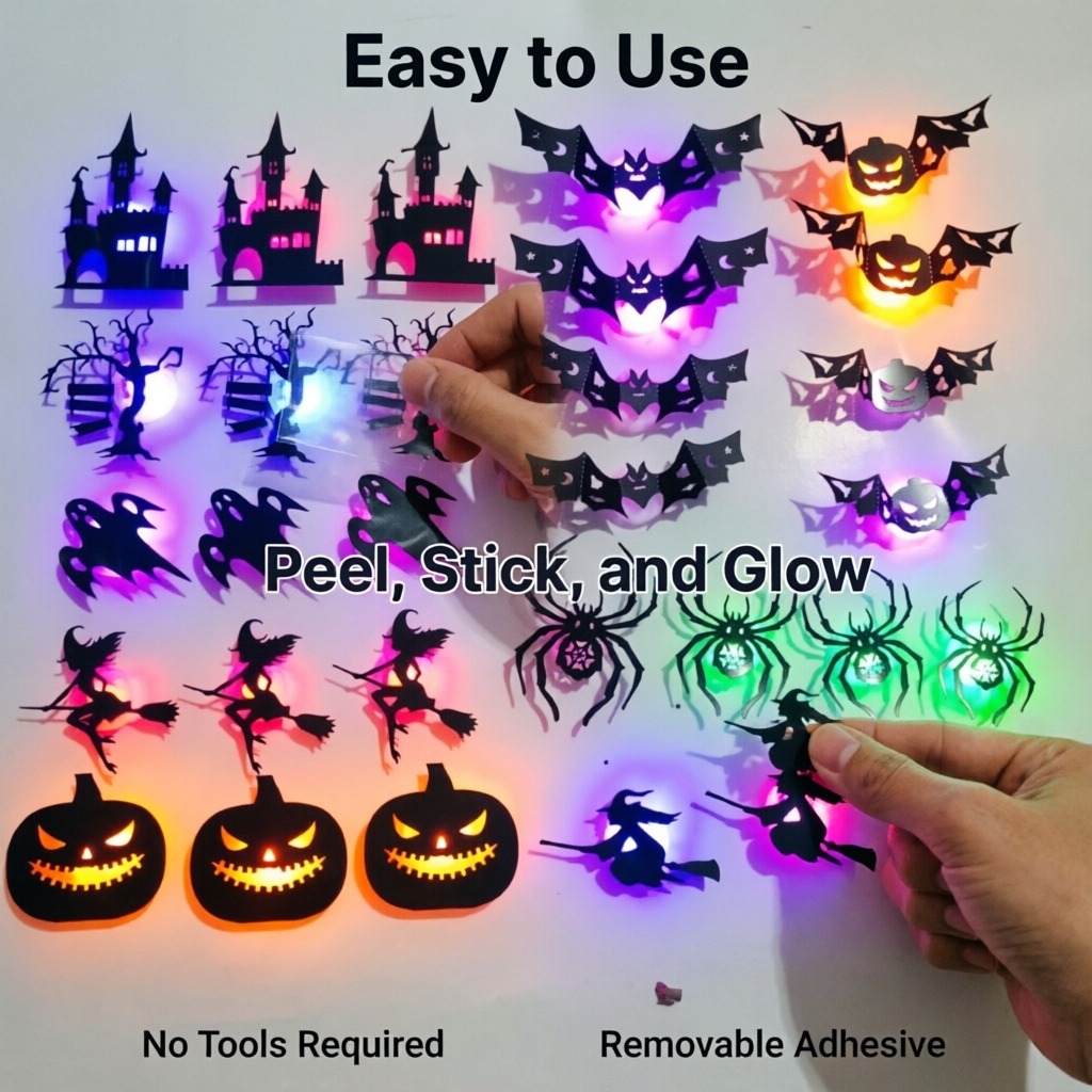 8pcs/set LED Halloween Wall St - đánh giá và giá Halloween Pumpkin Decor Led