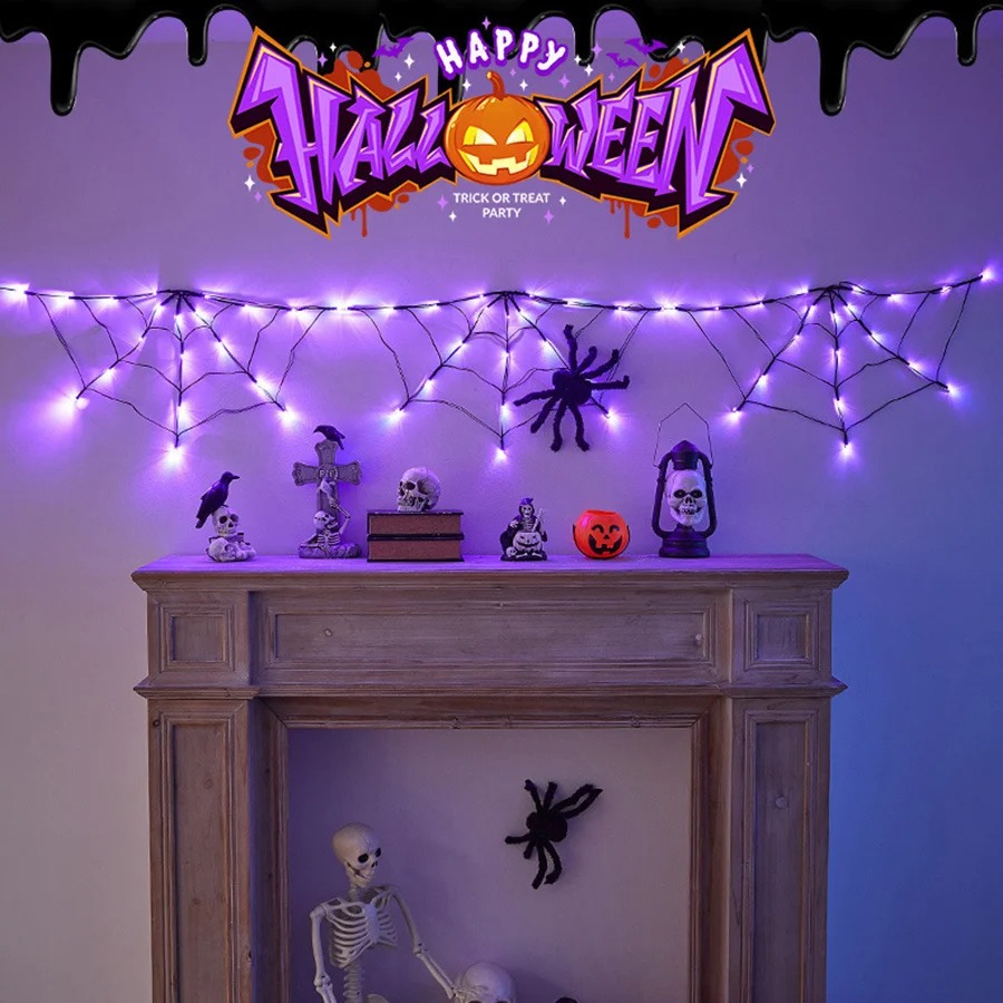 Halloween Spider Web String Li - đánh giá và giá Halloween Led String Lights Orange