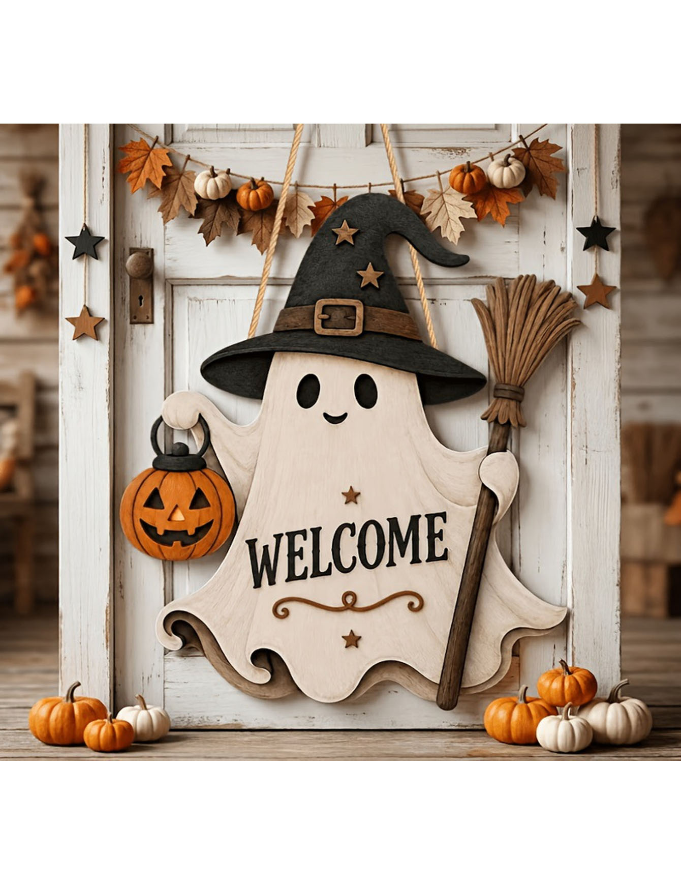 2D flat single-sided ghost doo - đánh giá và giá Pumpkin Lantern Halloween