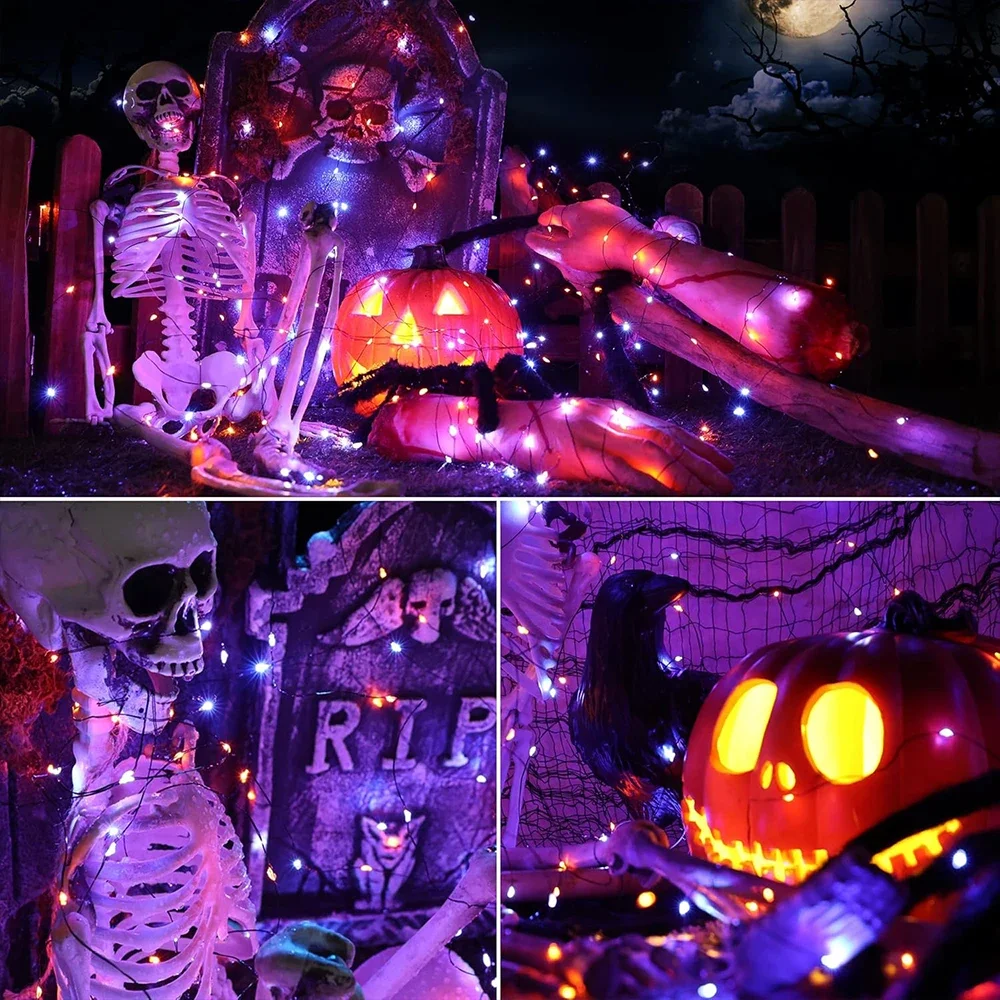 10-120M Copper Wire String Lig - đánh giá và giá Halloween Led String Lights Orange