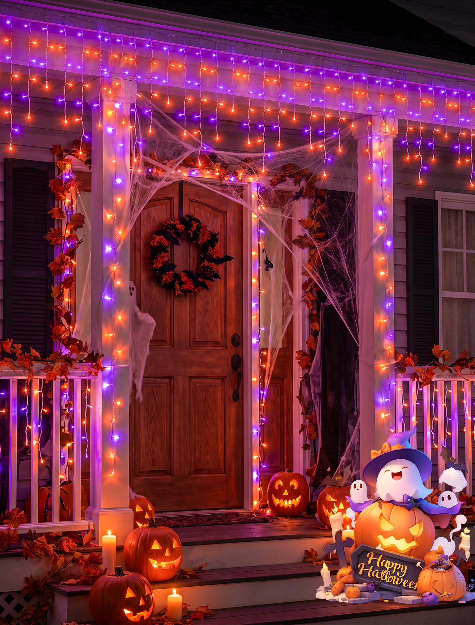 Halloween Icicle Lights Outdoo - đánh giá và giá Halloween Led String Lights Orange