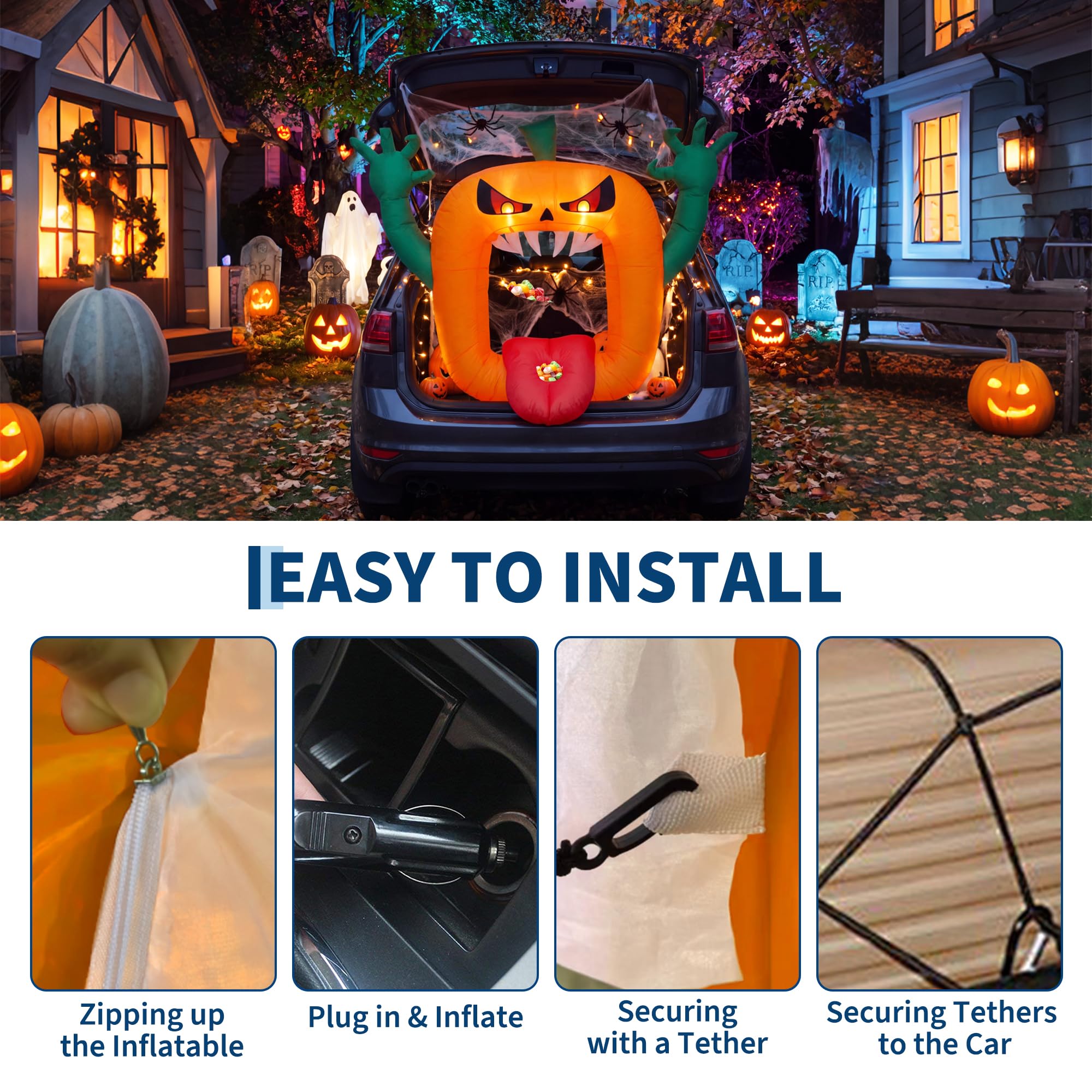6FT Halloween Inflatables Scar - đánh giá và giá Halloween Pumpkin Decor Led