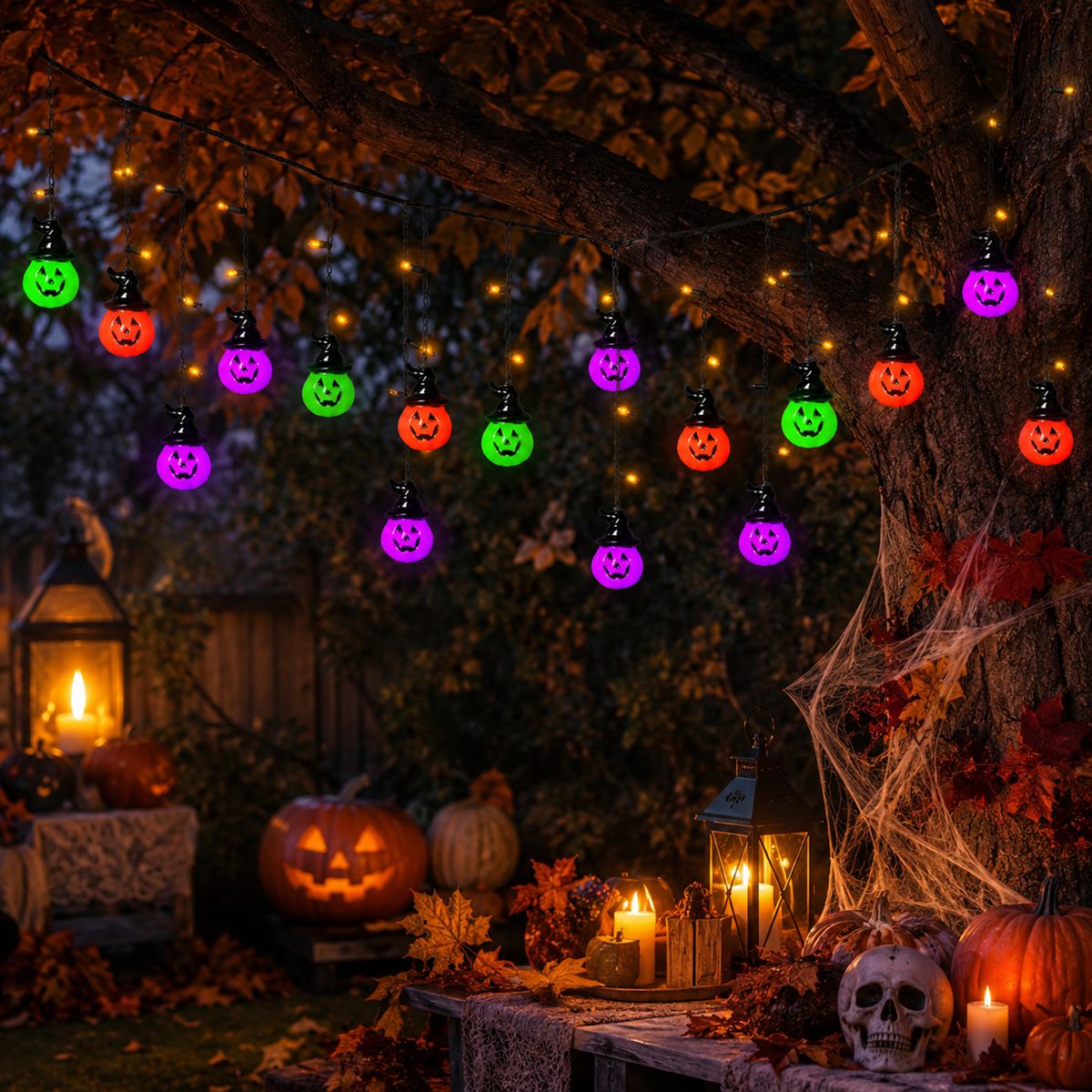 1pc Halloween Horrible 10 Witc - đánh giá và giá Halloween Led String Lights Orange