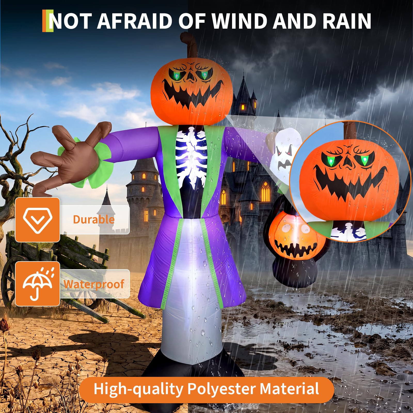 8ft Lighted Halloween Inflatab - đánh giá và giá Pumpkin Lantern Halloween